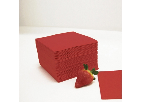 100 Mini serviettes cocktail Rouges en papier