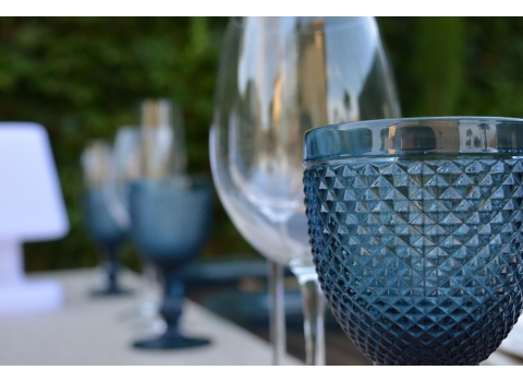 Verres en cristal taillé Bleu 