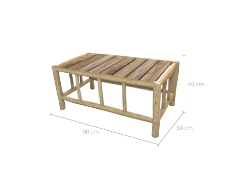 Table basse de jardin en teck L 60 x P 90 x H 48 cm