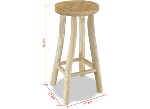 Tabouret de BAR en Teck massif 37 x 37 x 76 cm