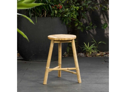 Tabouret trepied en bambou naturel 