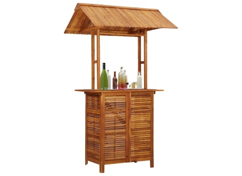 Bar exotique avec toit 122x106x217 cm en Bois d'acacia