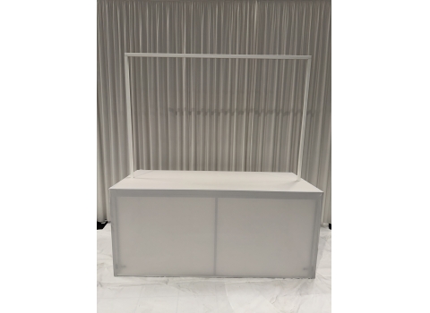 Pack Grand Buffet CUBE 200 x 80 - Haut. 90 cm + ARCHE Blanche + Housse blanche 