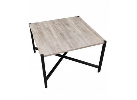 Table de terrasse Noire 69 x 69 cm + Plateau en Bambou Massif (Hauteur 74 cm)