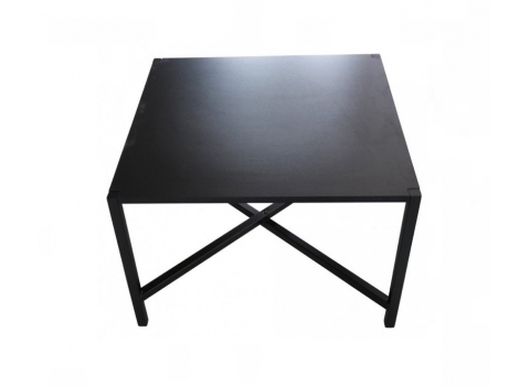 Table de terrasse Noire 69 x 69 cm + Plateau en métal noir - Hauteur 74 cm