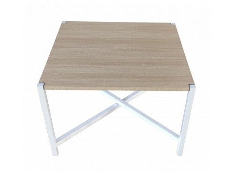 Table de terrasse Blanche 69 x 69 cm + Plateau en Bambou Massif (Hauteur 74 cm)