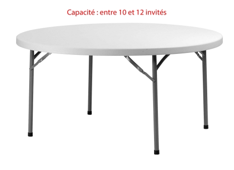 Table ronde - Ø 180 cm (10 à 12 invités)