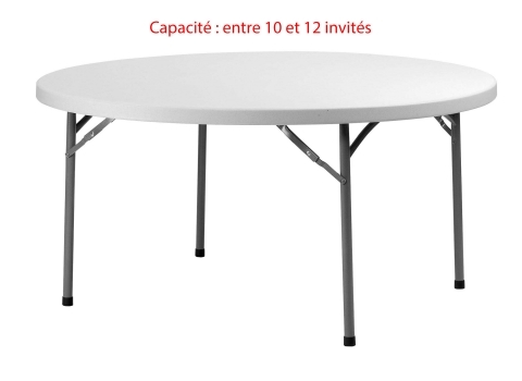 Pack Table ronde Ø 180 cm + nappe ronde UNIE Blanche 300 cm 