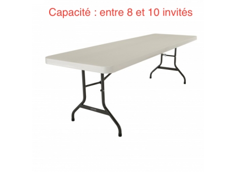 Table rectangulaire - 244 cm x 76 cm (8 à 10 invités)
