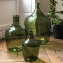 Bonbonne dame jeanne en verre recyclé Vert Olive - D40 cm x H.56 cm (Grande)