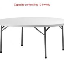 Pack Table ronde Ø 152 cm + nappe ronde UNIE Blanche 280 cm