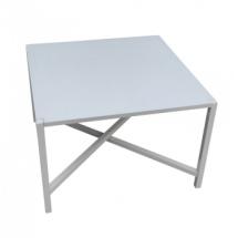 Table de terrasse Blanche 69 x 69 cm + Plateau en métal blanc (Hauteur 74 cm)