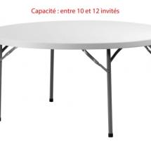 Table ronde - Ø 180 cm (10 à 12 invités)