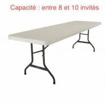 Table rectangulaire - 244 cm x 76 cm (8 à 10 invités)