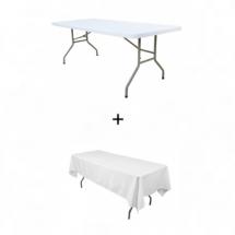 Pack Table rectangulaire 2m x 0,90m +  nappe blanche unie 1,7m x 3m 